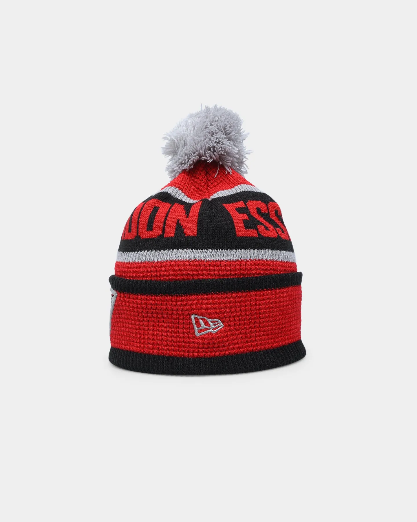 New Era Essendon Bombers AFL Opening Bounce 2022 Pom Waffle Wordmark Beanie Red