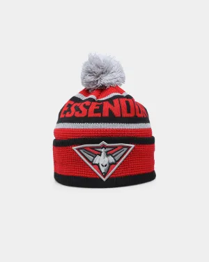 New Era Essendon Bombers AFL Opening Bounce 2022 Pom Waffle Wordmark Beanie Red