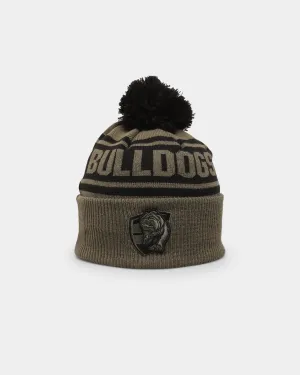 New Era Western Bulldogs 'AFL '22 Olive' Pom Knit Beanie Green