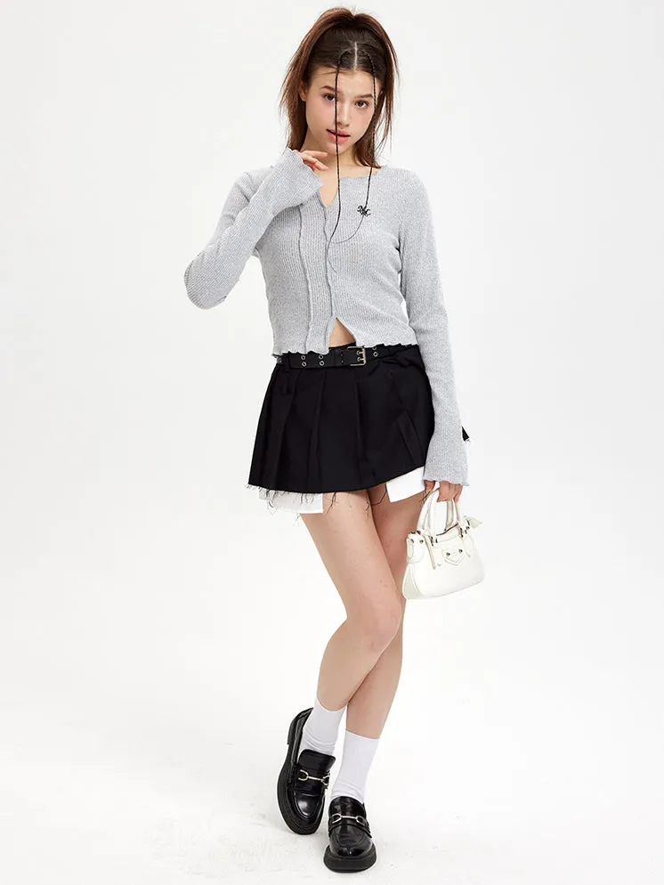 Nvuvu Long-Sleeve Flared-Cuff Knit T-Shirt