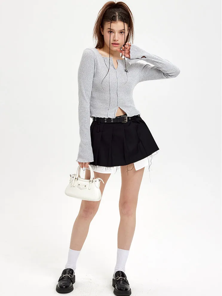 Nvuvu Long-Sleeve Flared-Cuff Knit T-Shirt