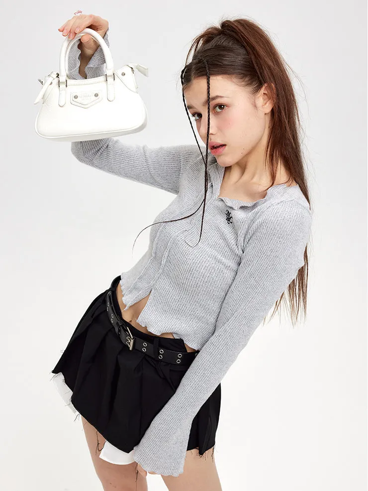 Nvuvu Long-Sleeve Flared-Cuff Knit T-Shirt