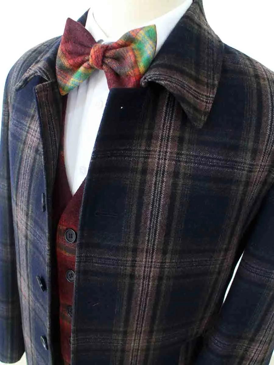 OVERCOATS MIDNIGHT BLUE PLAID TWEED