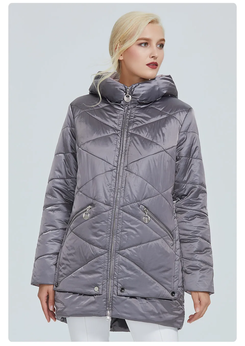 Quilted Down Waterproof Coat with Hood