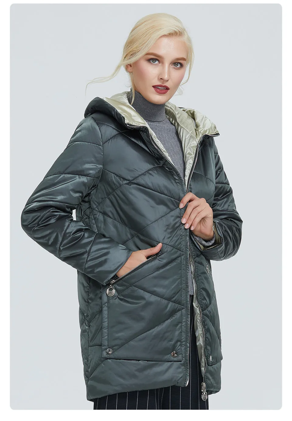 Quilted Down Waterproof Coat with Hood