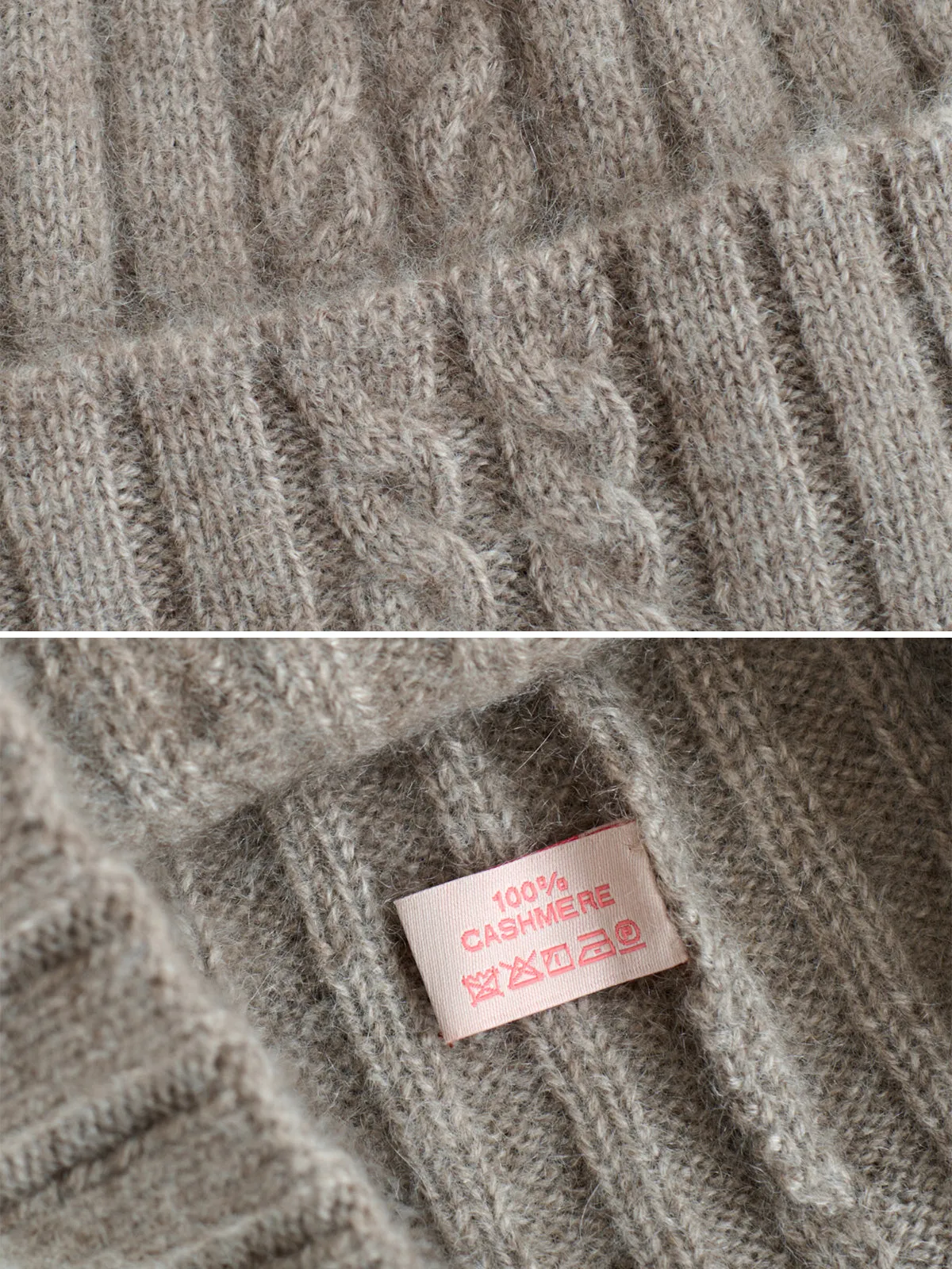 "Warmth Whisper" Cashmere Cable Knit Beanie - Steel Grey