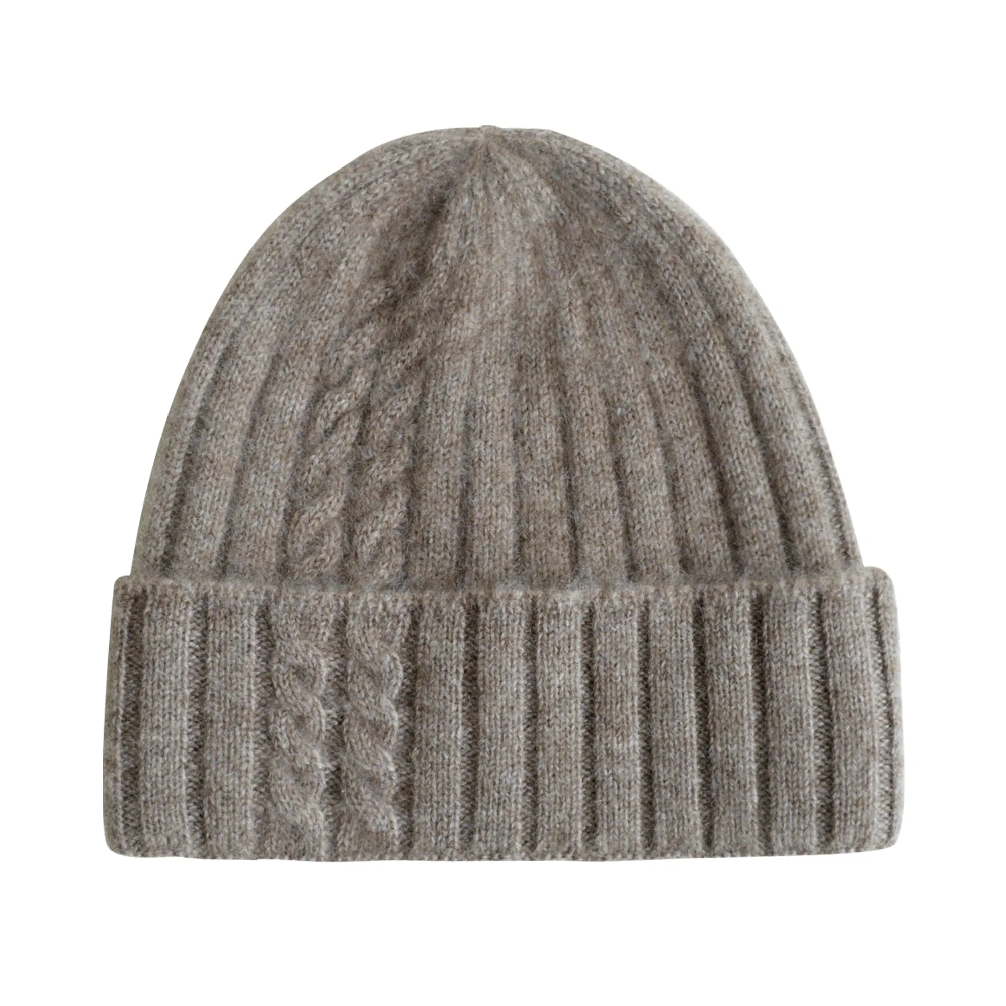 "Warmth Whisper" Cashmere Cable Knit Beanie - Steel Grey