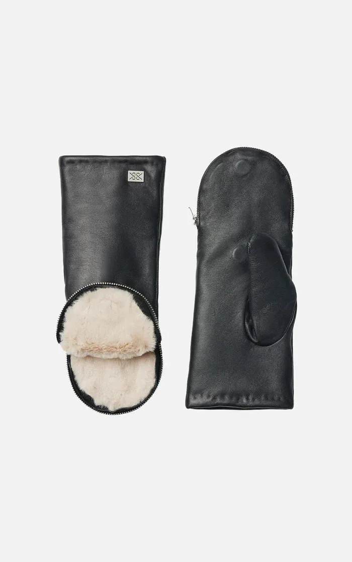 SOIA&KYO BETRICE - Faux Fur-Lined Leather Gloves