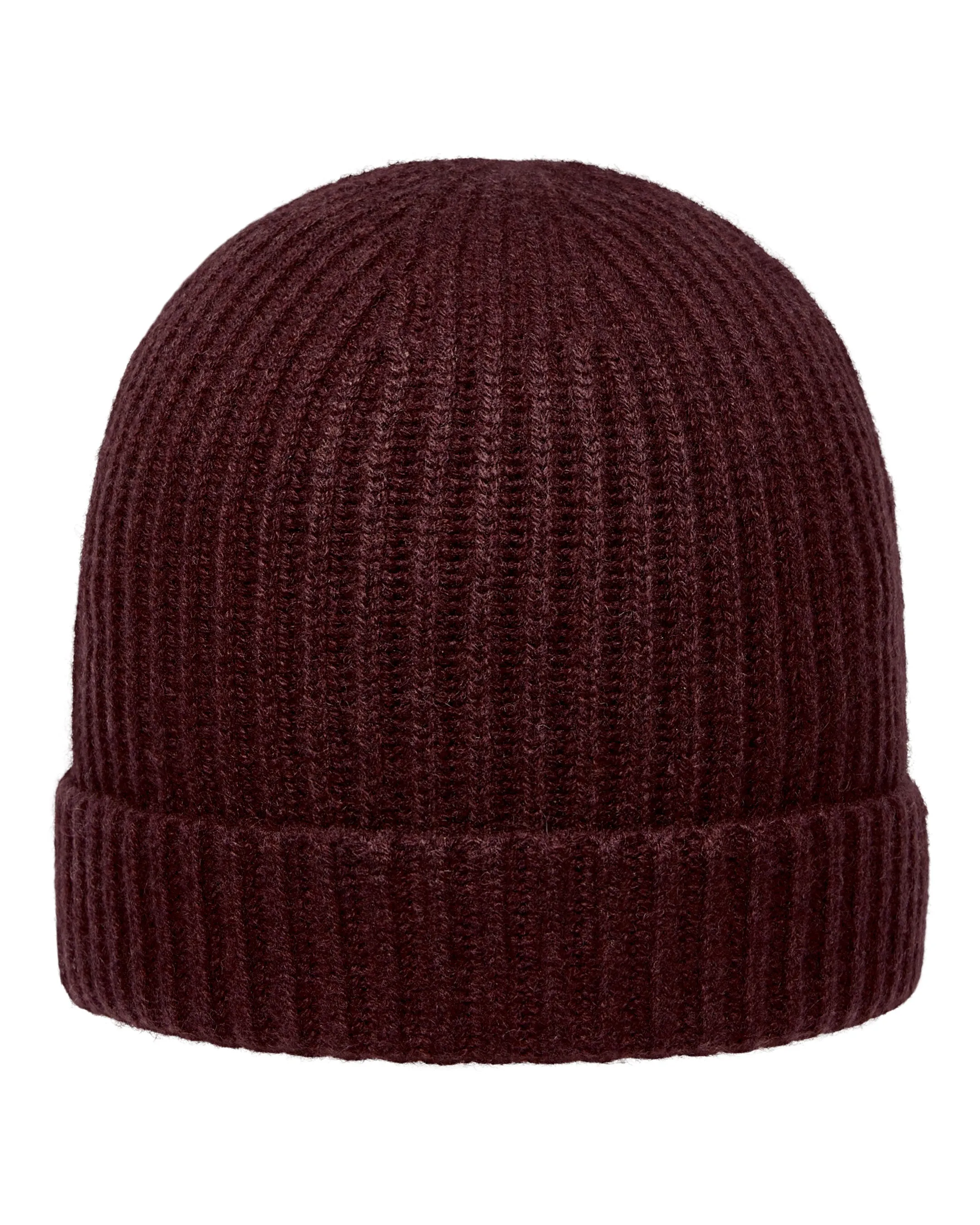 Unisex Ribbed Cashmere Hat Claret Red