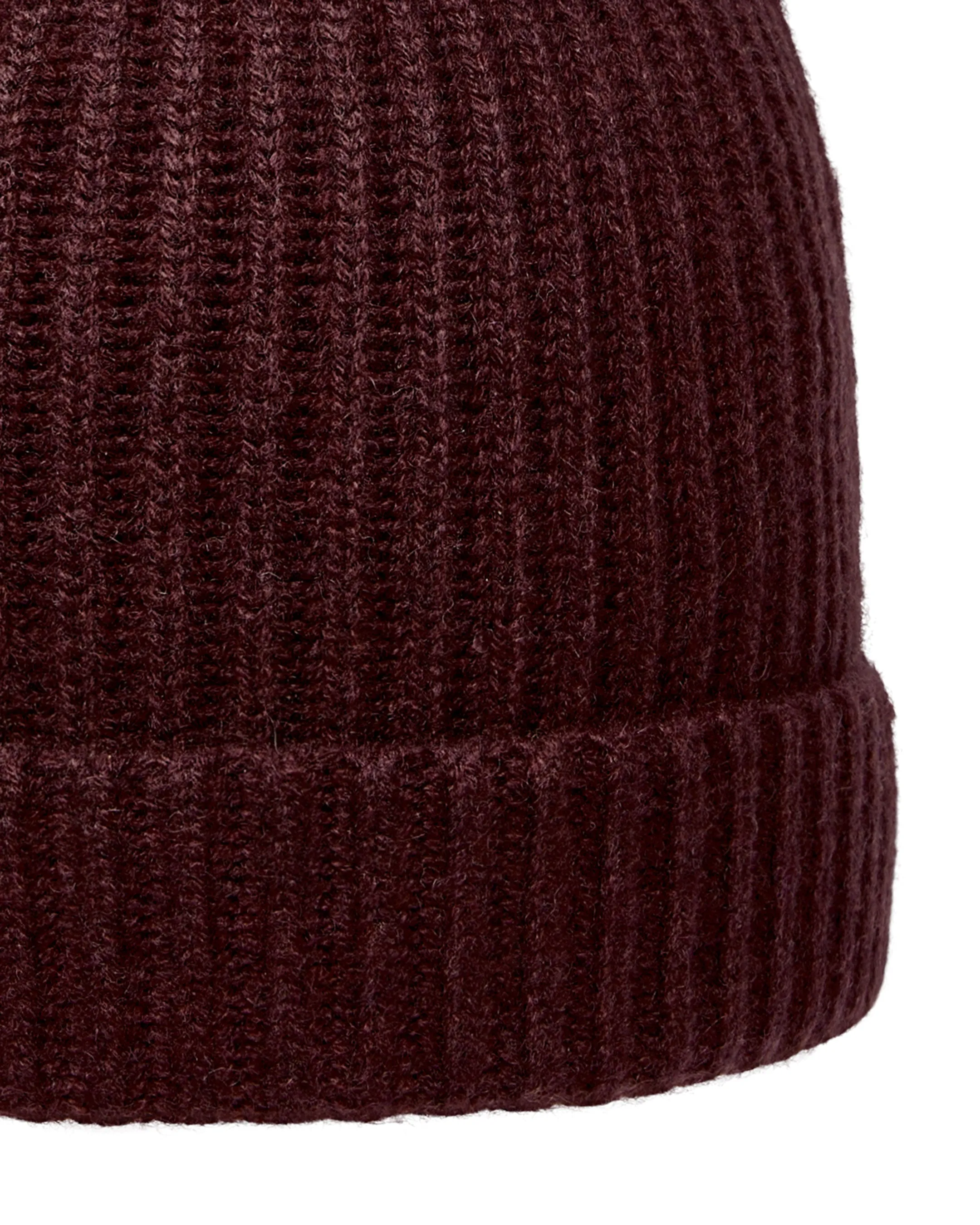 Unisex Ribbed Cashmere Hat Claret Red