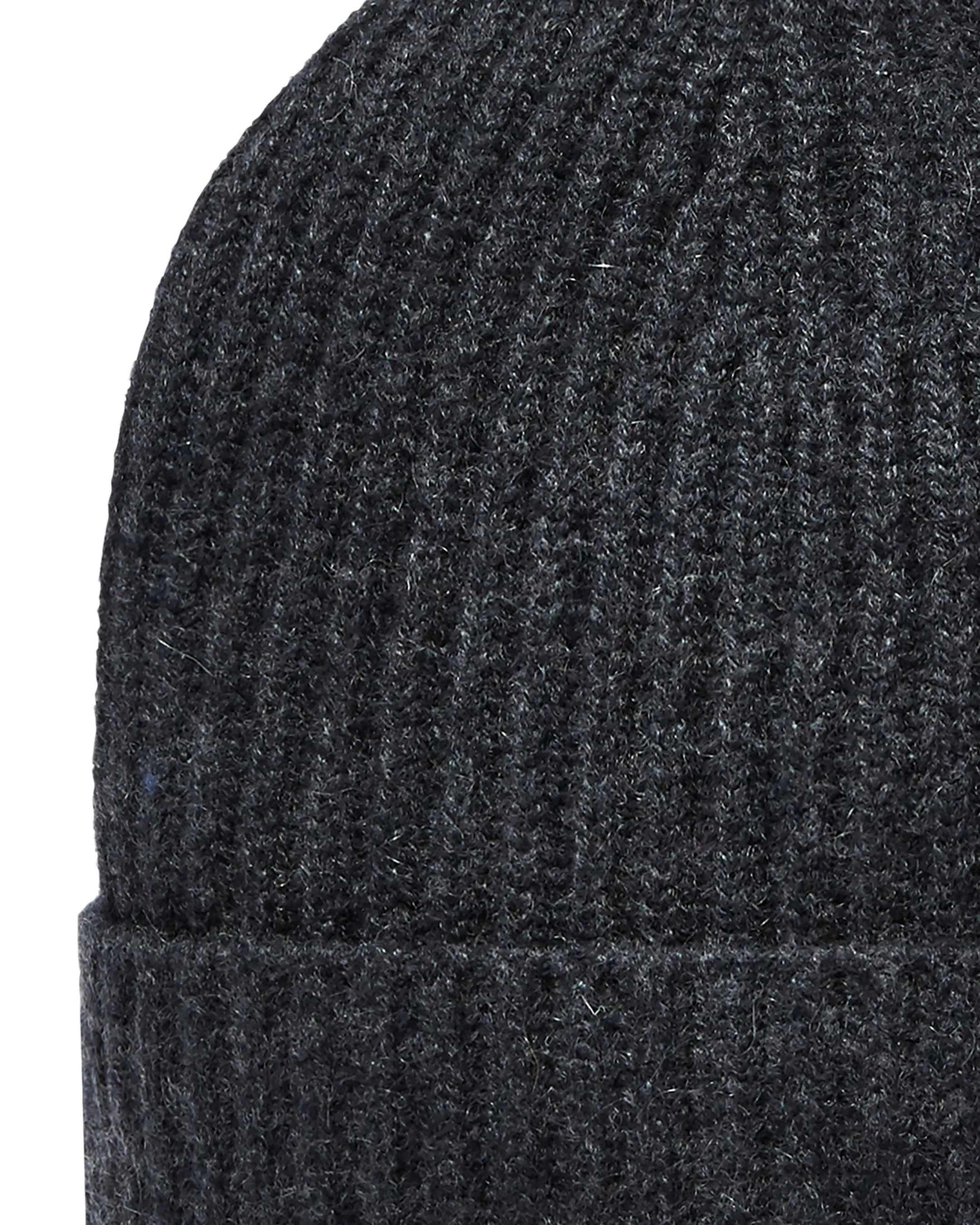 Unisex Ribbed Cashmere Hat Dark Charcoal Grey