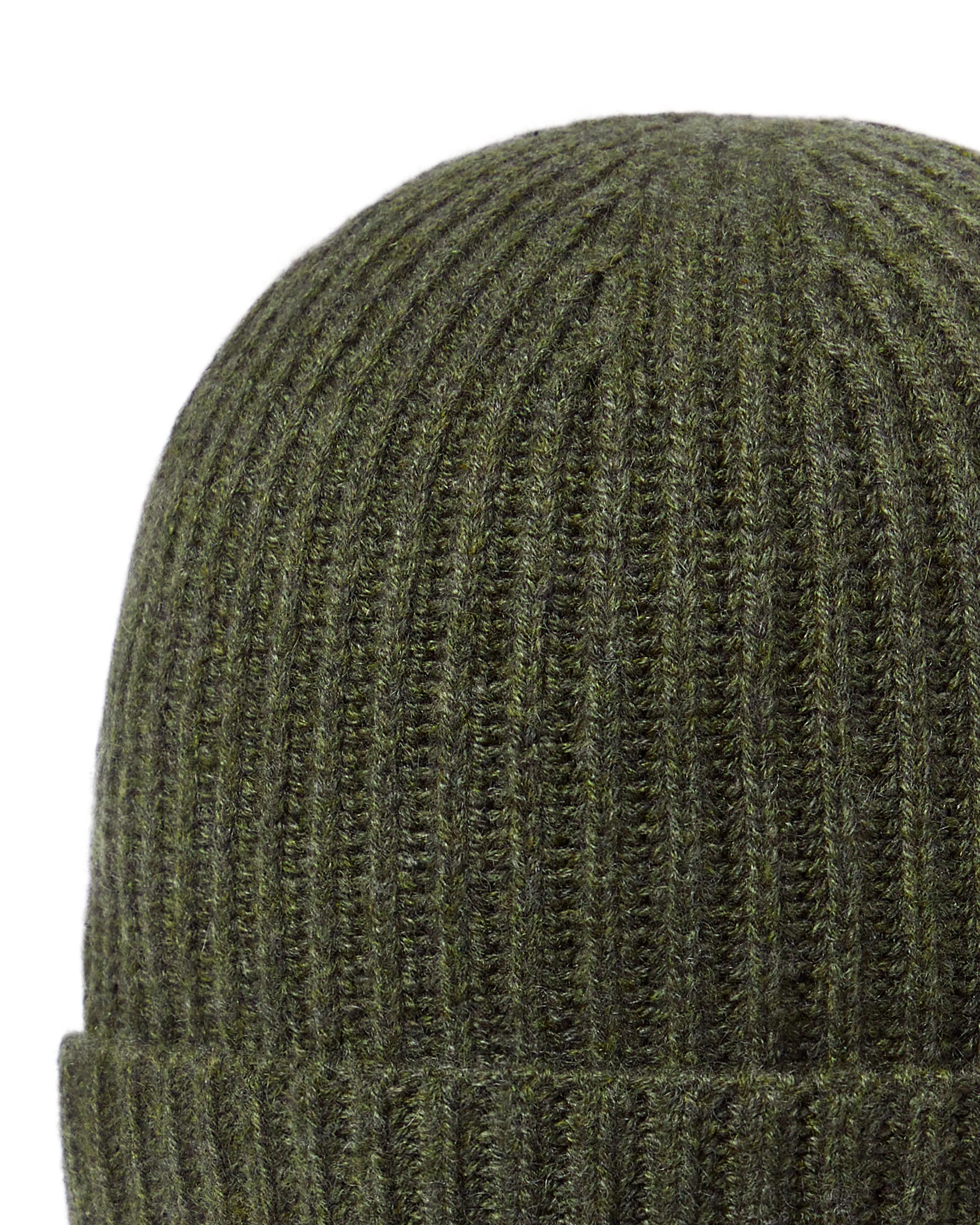 Unisex Ribbed Cashmere Hat Moss Green