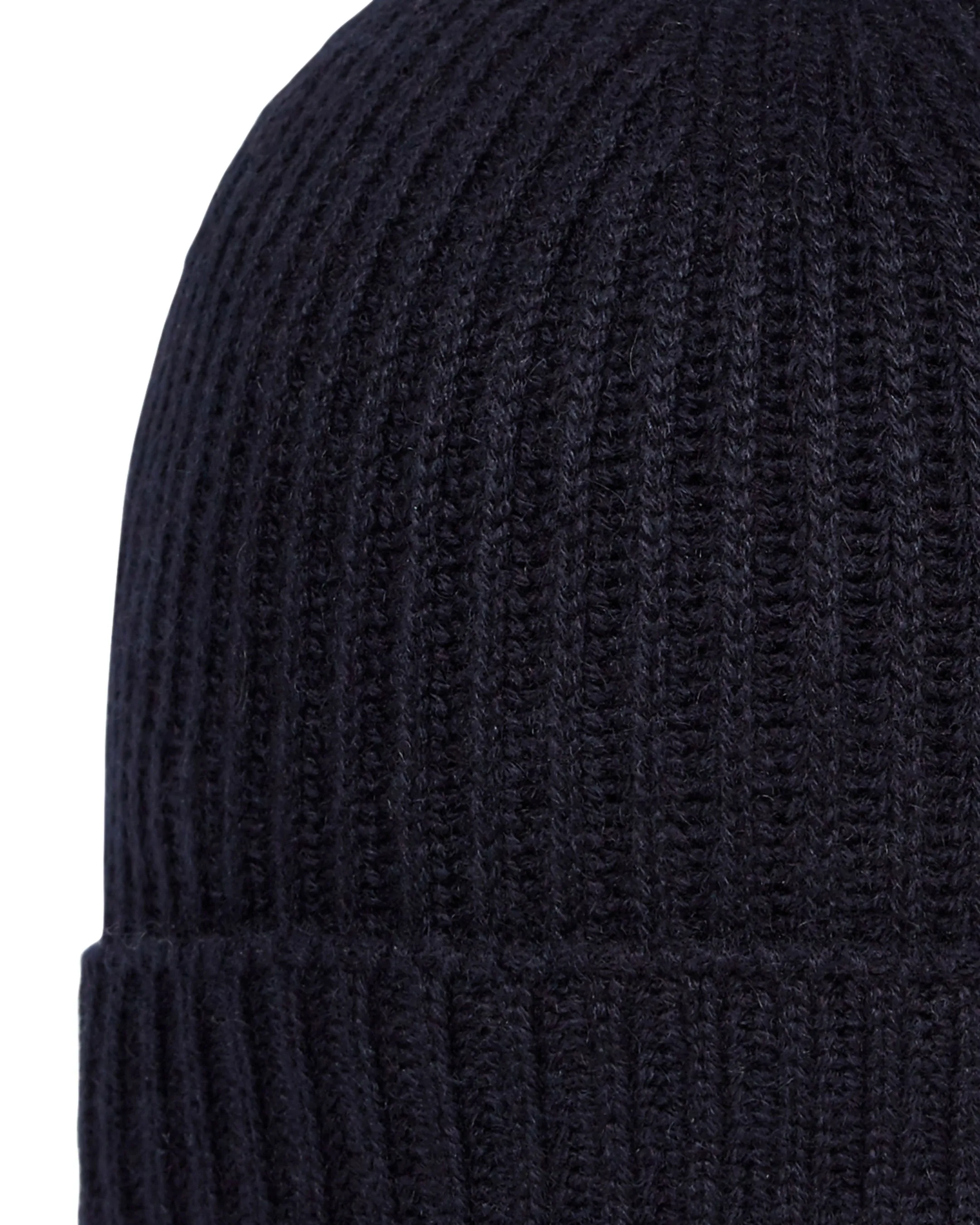 Unisex Ribbed Cashmere Hat Navy Blue