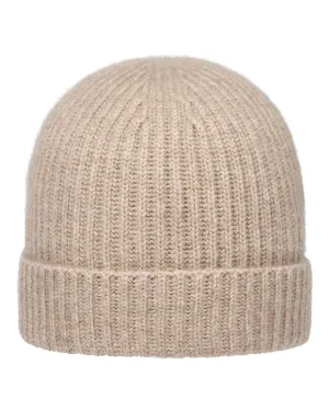 Unisex Ribbed Cashmere Hat Oatmeal Brown