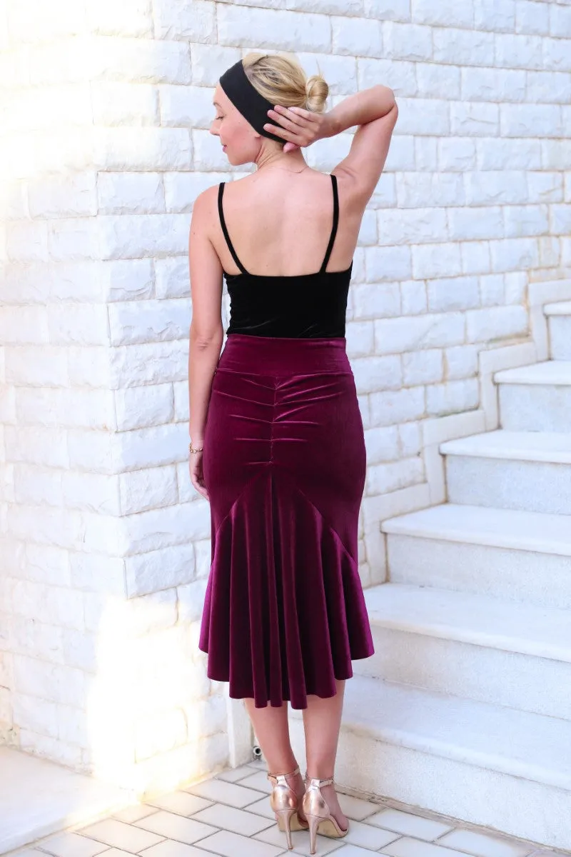 Velvet Mermaid Tango Skirt (S) (Electric Blue Velvet)