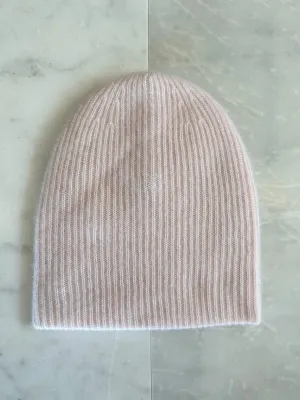 White   Warren - Cashmere Plush Rib Beanie in Pink Sand