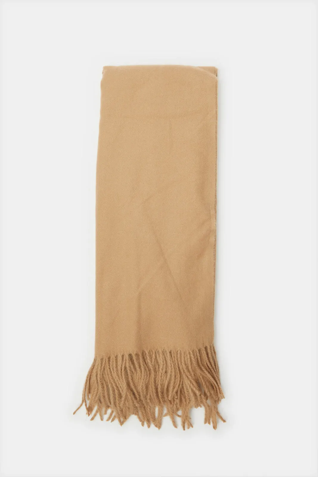 Women Beige Knitted Scarf