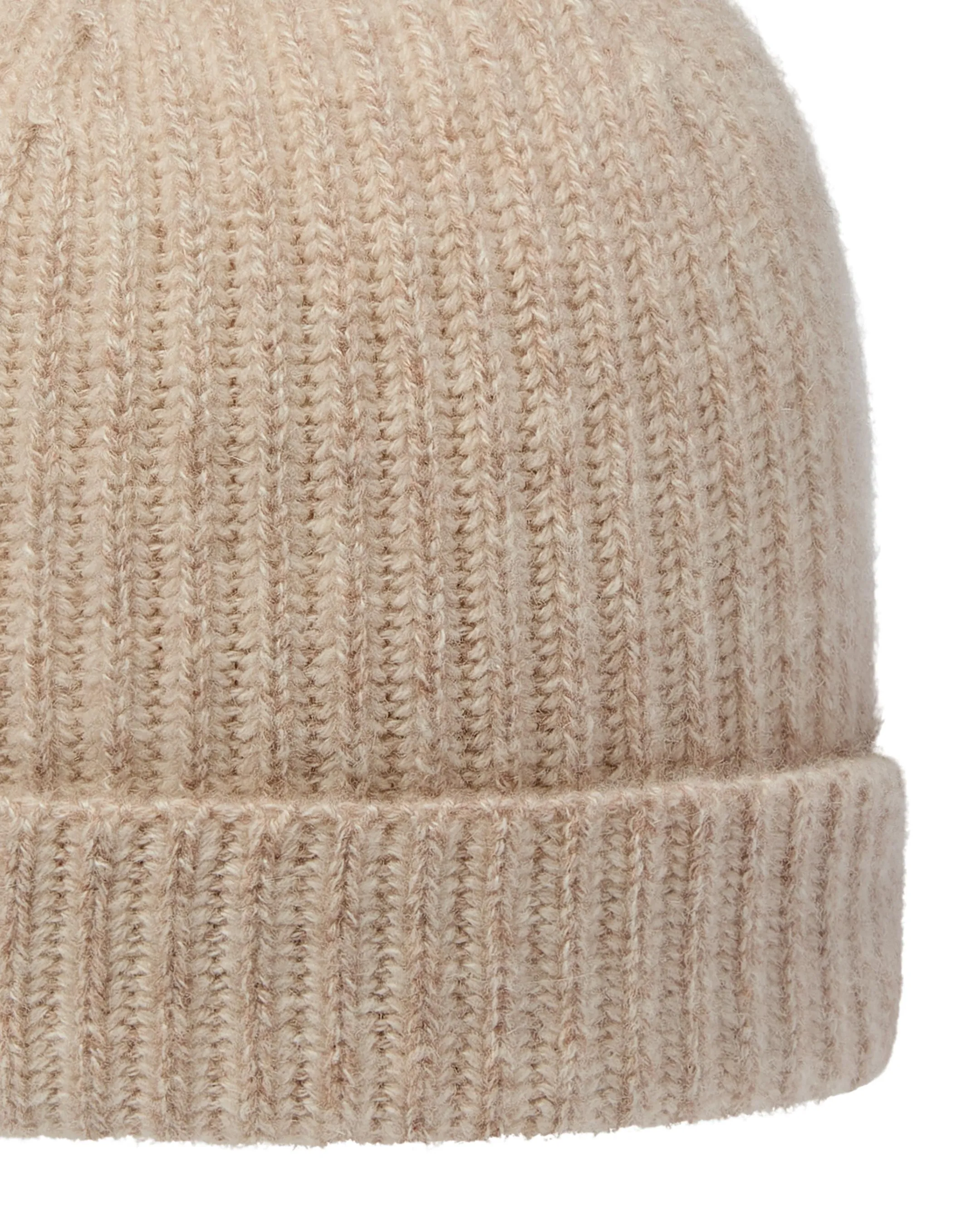 Women's Plated Ribbed Cashmere Hat Toasted Sesame Brown